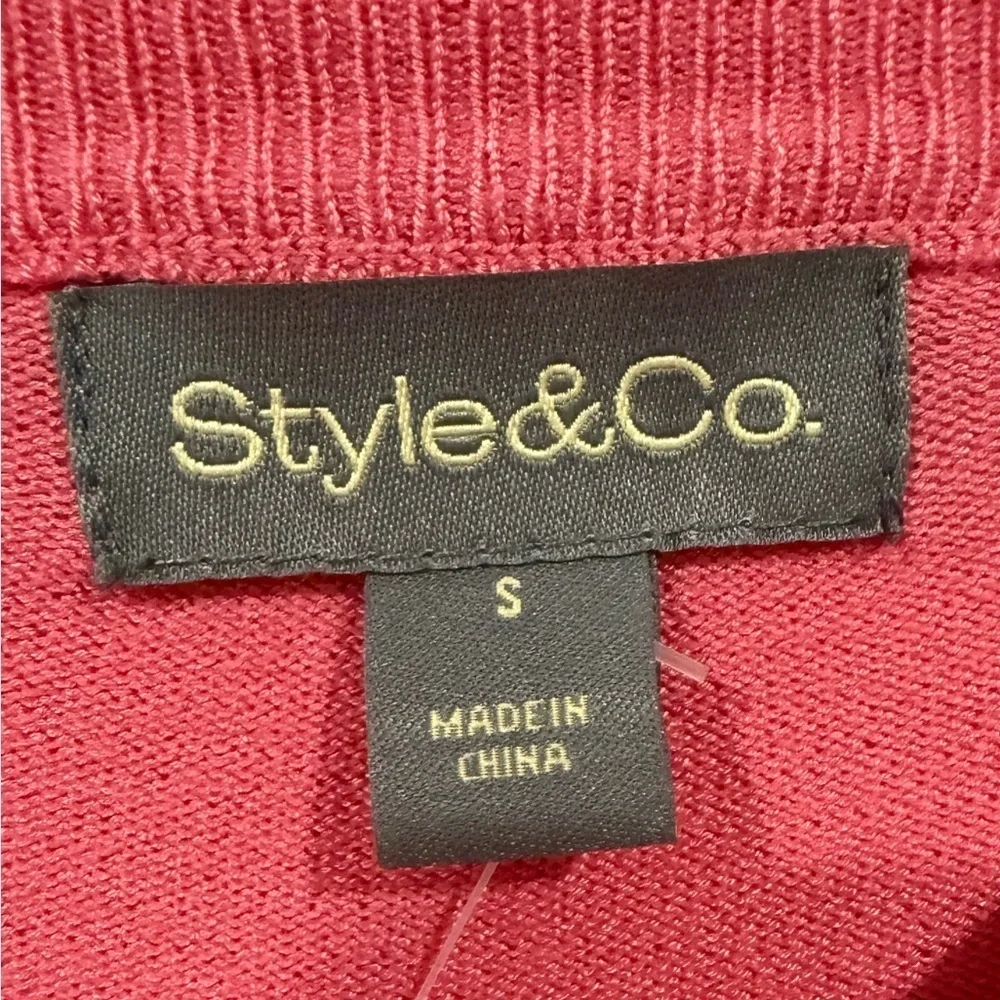 Style & Co Women Long Sleeve Crewneck Pullover Sweater Pink Coral Size Small